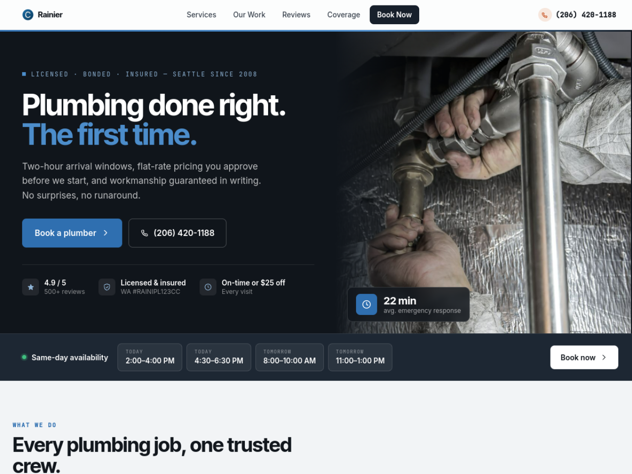 Rainier Plumbing website